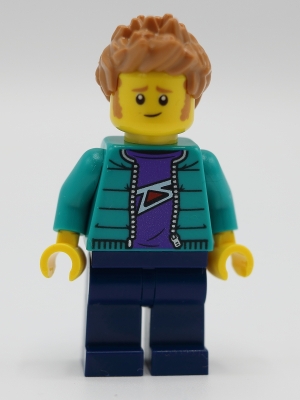 Male with Purple Shirt, Dark Turquoise Jacket, Dark Blue Legs and Medium Nougat Hair