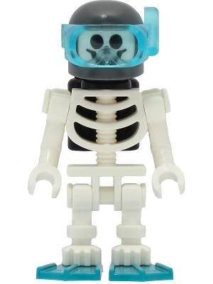 Skeleton - Diver, Black Air Tanks, Dark Turquoise Flippers, Dark Bluish Gray Helmet