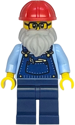 Shopping Street Plumber - Male, Bright Light Blue Shirt, Dark Blue Overalls and Legs, Red Construction Helmet