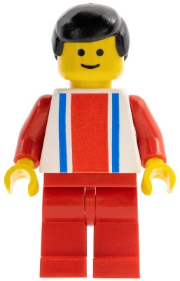 Vertical Lines Red & Blue - Red Arms - Red Legs, Black Male Hair