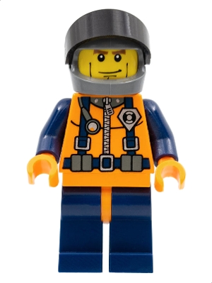 Coast Guard World City - Orange Torso with Straps, Dark Bluish Gray Helmet, Black Visor