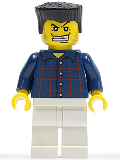 Plaid Button Shirt, White Legs, Black Flat Top, White Teeth with Gold Tooth, Stubble