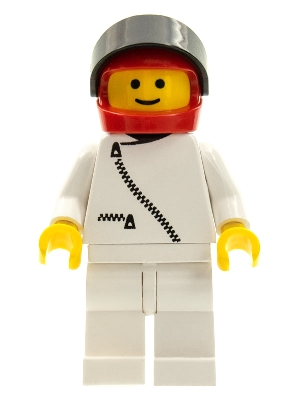 Jacket with Zipper - White, White Legs, Red Helmet, Black Visor