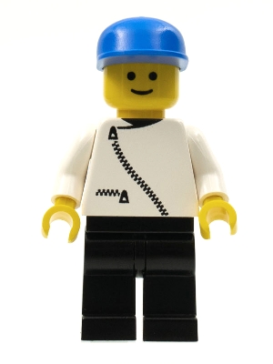 Jacket with Zipper - White, Black Legs, Blue Cap