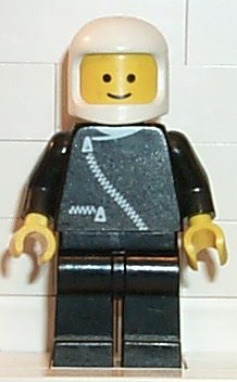 Jacket with Zipper - Black, Black Legs, White Classic Helmet