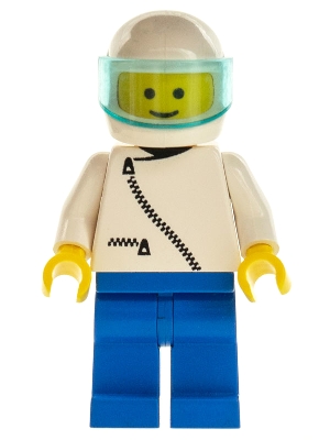 Jacket with Zipper - White, Blue Legs, White Helmet, Trans-Light Blue Visor
