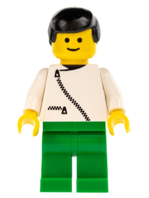 Jacket with Zipper - White, Green Legs, Black Male Hair