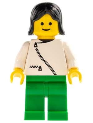 Jacket with Zipper - White, Green Legs, Black Female Hair