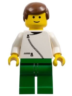 Jacket with Zipper - White, Green Legs, Brown Male Hair